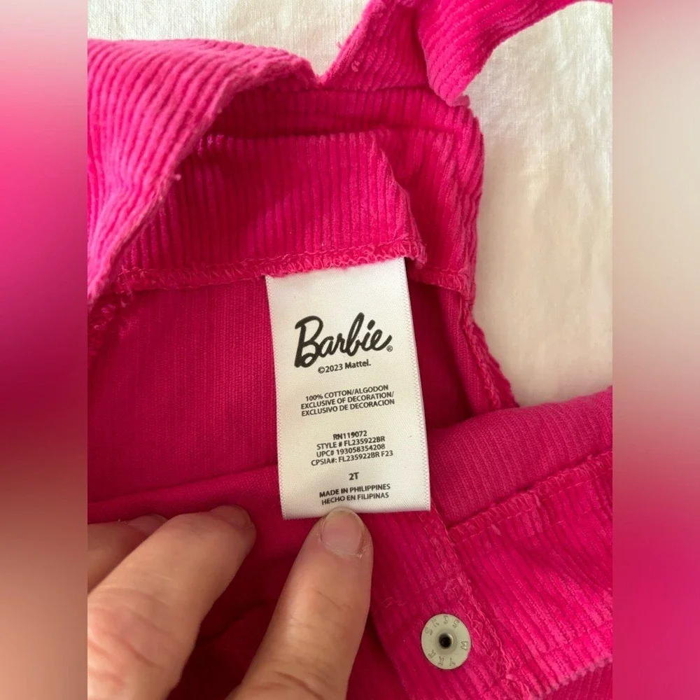 Barbie brand size 2 by Mattel. Hot‎ pink corduroy shift dress.  0519 SUPER CUTE